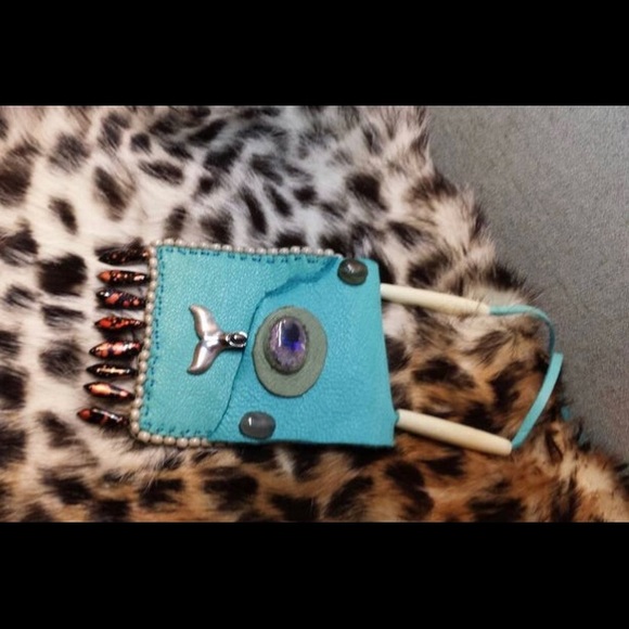 Black Opal Deerskin Leather Purse Pouch Bag Medicine, crystal, Beaded Jewelry - Picture 2 of 5